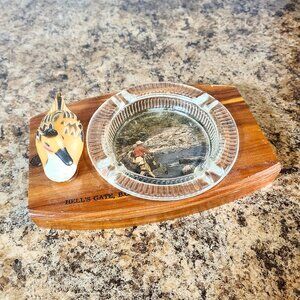 Vintage Wooden "Hell's Gate, BC" Souvenir Ashtray Stand